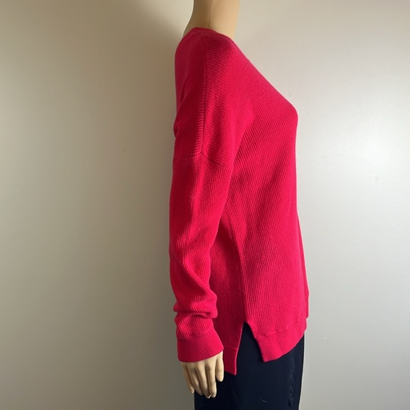 Vince Pink Cashmere Ribbed V-Neck Sweater - Picture 4 of 6